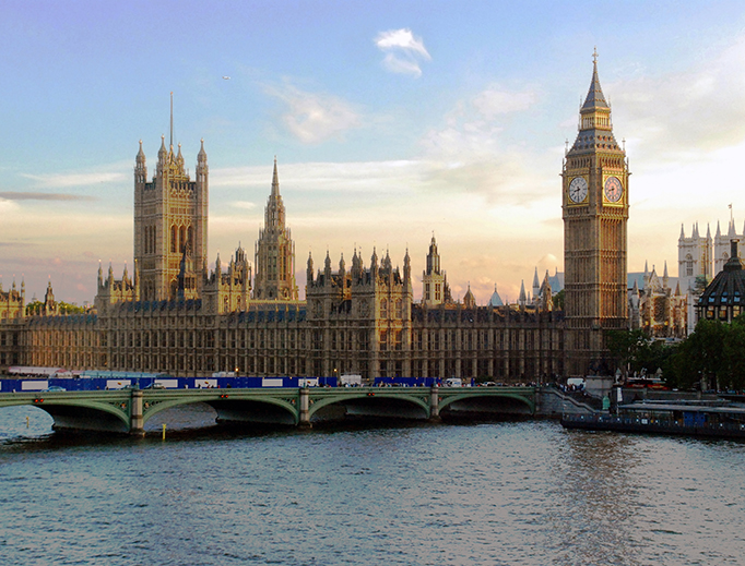 The Palace of Westminster in London, the seat of the U.K. Parliament.