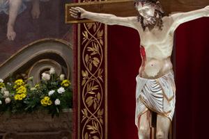 A crucifix is in view at a penitential service with Pope Francis on the fourth and final day of the meeting on 'The Protection of Minors in the Church' at the Vatican Feb. 24.


