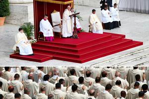 Pope Francis addresses priests at Mass for the Solemnity of the Sacred Heart of Jesus on June 3.