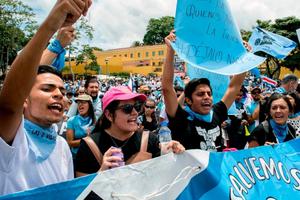Pro-lifers take part in a march against the legalization of abortion in San José, Costa Rica, Aug. 31.