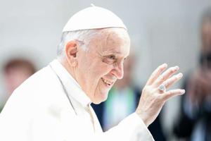Pope Francis waves to the faithful at the 2018 World Meeting of Families in Ireland. 