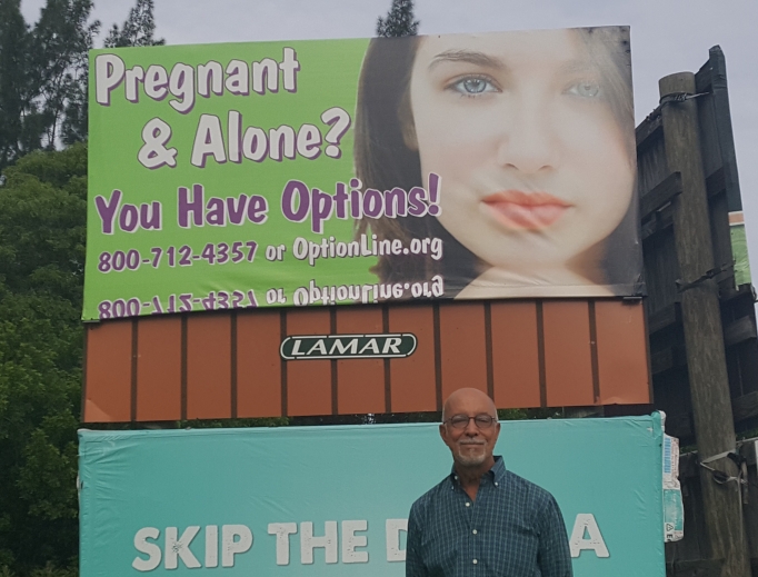 Above, Ed Daccarett has seen lives saved because of billboards like this one (and the one below).