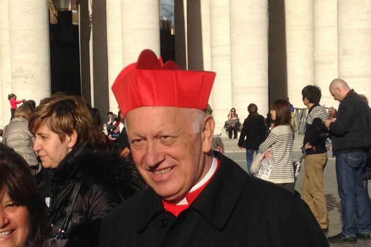 Cardinal Ricardo Ezzati Andrello of Santiago, Chile, greets pilgrims in St. Peter’s Square.