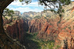 The view from the Angels Landing trail looking northward to the Narrows, Zion National Park, Utah