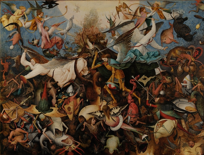 Pieter Bruegel the Elder, The Fall of the Rebel Angels, which is showcased on the cover of this book