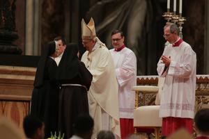 Pope Francis celebrates Candlemas, the practice of blessing and distributing candles to use throughout the year, in St. Peter's Basilica on the feast of the Presentation of Jesus in the Temple and the Purification of Mary on Feb. 2.
