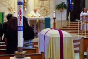 A requiem Mass is offered for the repose of a soul. 