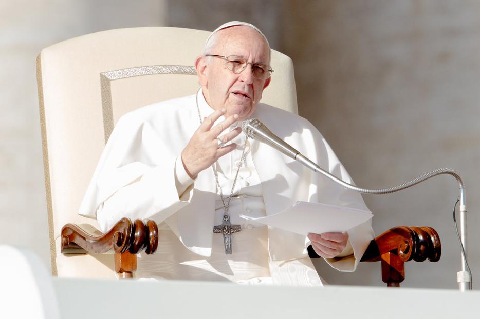 Pope Francis addressing pilgrims at his weekly general audience, St. Peter's Square, Nov. 22, 2017.