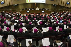 Bishops meet at the Vatican's Synod Hall on Oct. 21. 
