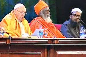 Pope Francis addresses interreligious faith leaders in Colombo, Sri Lanka, on Jan. 13.


