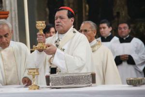 Cardinal Norberto Rivera of Mexico says Mass May 26, 2013, at the Mexico City Metropolitan Cathedral. 