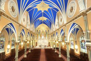 Above, bold color decorates the work of Daprato Rigali Studios at St. Alphonsus Church in Chicago. Below, a look at the 2014 renovation of the Co-Cathedral of St. Joseph in Brooklyn, New York, by Evergreene Architectural Arts.