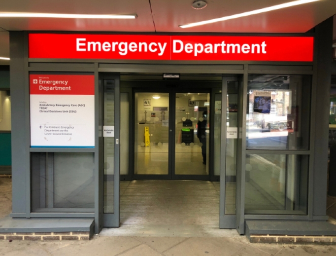 Emergency department doors in London, England. 