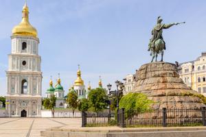 St. Sophia Church and Bohdan Khmelnytsky statue in Kiev, Ukraine

