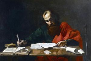 Valentin de Boulogne (1591-1632), “Saint Paul Writing His Epistles”