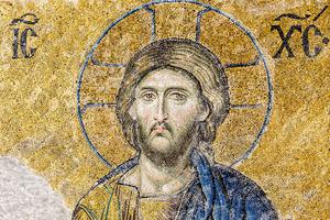 From the 13th-century Deesis Mosaic in Hagia Sophia.