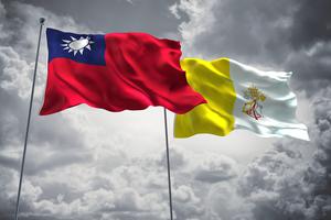 Flag of Taiwan next to the Vatican flag.