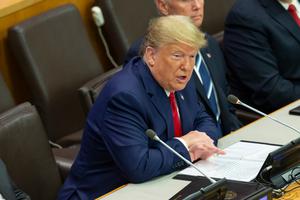 President Donald Trump speaks during UN global call to protect religious freedom meeting at UN Headquarters on September 23, 2019.