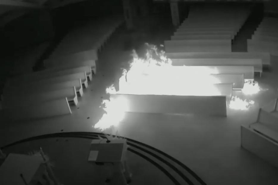 Arson at Incarnation Catholic Church in Town 'n' Country, Fla., Sept. 18, 2020.