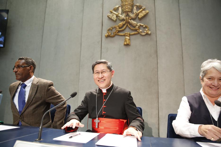 Cardinal Luis Tagle at a press conference on Share the Journey, a Caritas International initiative to promote migrant and refugee relationships in communities, at the Holy See Press Office on September 27, 2017.