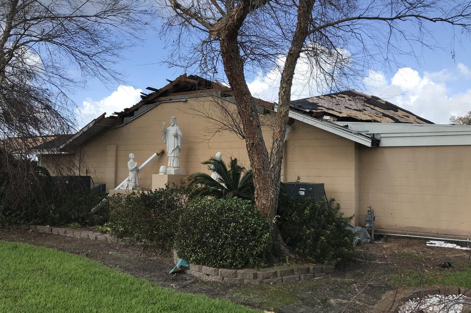 Christ the King parish in Lake Charles, Louisiana, suffered extensive damage, reported Father Rojo Koonathan, the pastor.