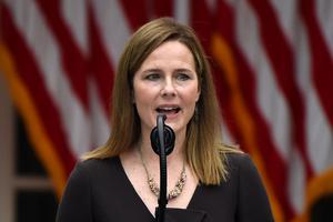 Judge Amy Coney Barrett speaks as she is nominated to the US Supreme Court by President Donald Trump in the Rose Garden of the White House in Washington, DC on September 26, 2020.