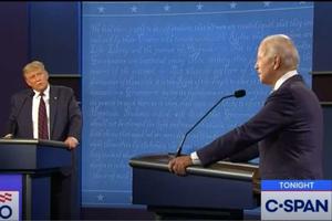 President Donald Trump alongside Joe Biden during the first presidential debate on September 29, 2020.