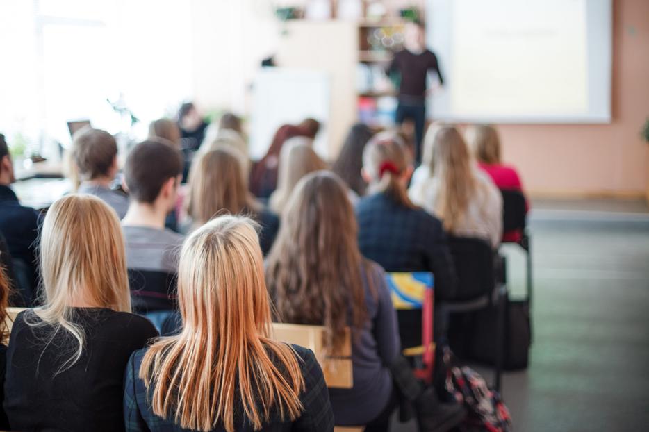 Students attending class.