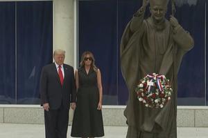 President Trump and First Lady Melania visit the St. John Paul II Shrine in Washington, D.C.