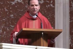 Bishop Michael Burbidge offers his homily during the Red Mass at St. Matthew's Cathedral in Washington, D.C. on October 4, 2020.
