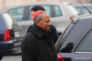 Cardinal Malcolm Ranjith arrives at the Vatican on March 5, 2013.