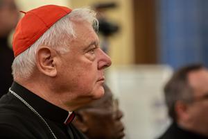 Cardinal Gerhard Müller listens in the audience during the presentation of the new book "Christvs Vincit," by Bishop Athanasius Schneider, in Rome on Oct. 14, 2019. Cardinal Gerhard Müller listens in the audience during the presentation of the new book "Christvs Vincit," by Bishop Athanasius Schneider, in Rome on Oct. 14, 2019.