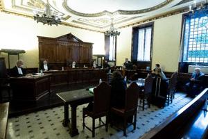 The first hearing of an abuse trial takes place at the Vatican court Oct. 14, 2020.