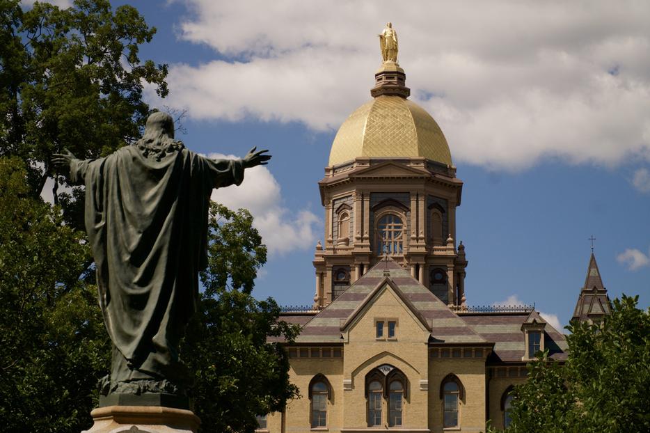 The Golden Dome atop the MaIn Building at the University of Notre Dame.