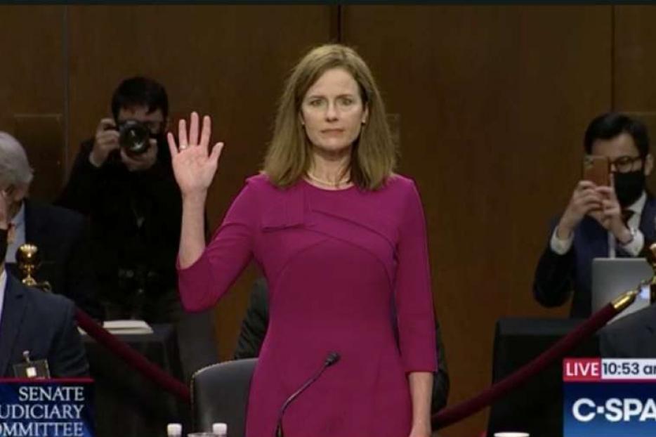 Judge Amy Coney Barrett before the Senate Judiciary Committee, Oct. 12, 2020.