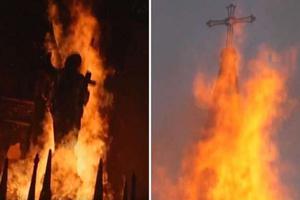 Church fires in Santiago, Chile Oct. 18.