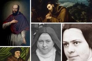 Clockwise from top left: Sts. Francis de Sales, Francis of Assisi, Elizabeth of the Trinity, Thérèse and Thomas More show what a life lived for God and others looks like.