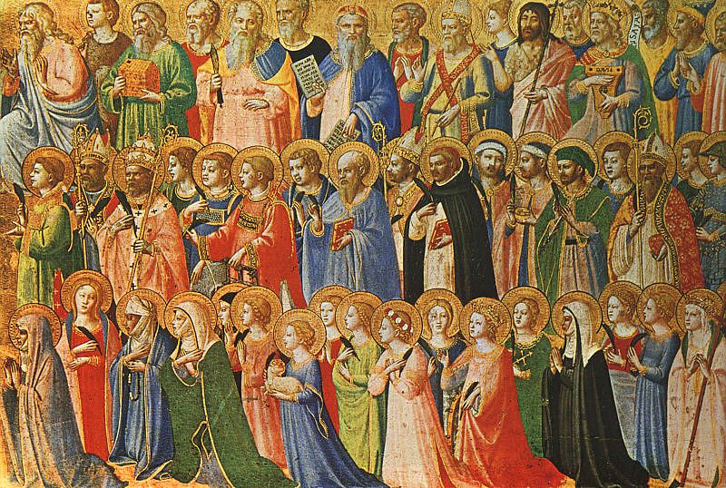 Art by Fra Angelico depicts various saints.