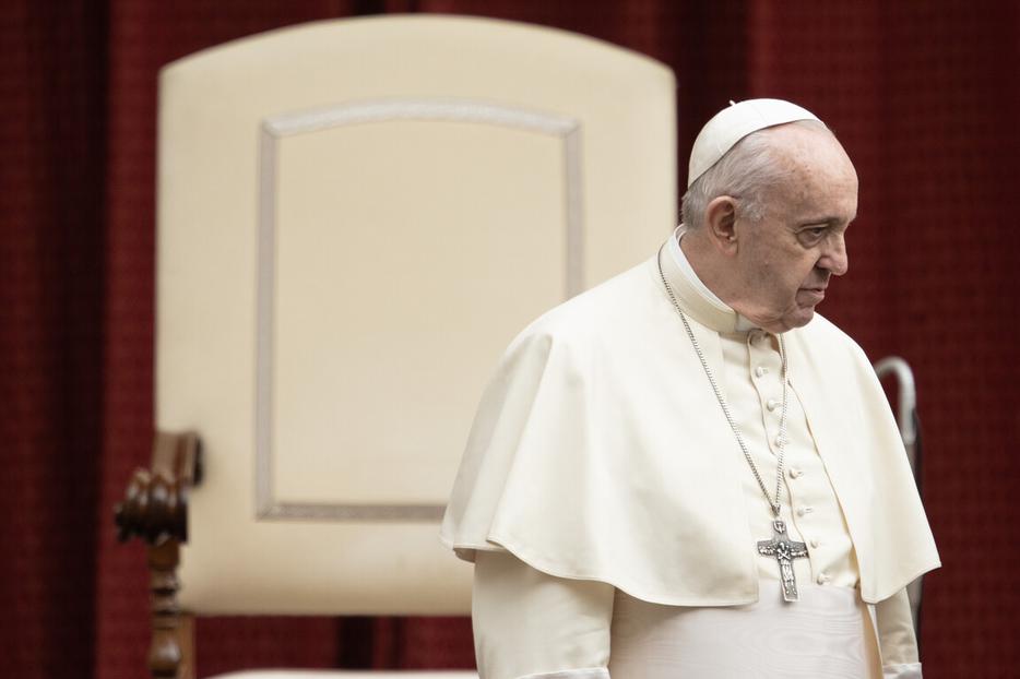 Pope Francis during the Wednesday general audience inside the San Damaso Courtyard of the Vatican's Apostolic Palace, Sept. 30, 2020.