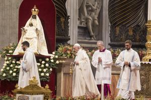 Pope Francis celebrates Mass for the Solemnity of Mary, Mother of God, in St. Peter's Basilica on Jan. 1, 2020.