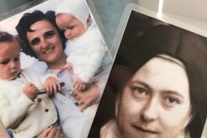 Holy cards of St. Gianna Molla (l) and St. Thérèse of Lisieux are tangible reminders of holy lives who teach us how to live for God and intercede for us from heaven.