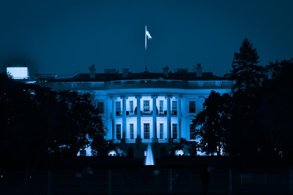 The White House at night in Washington, D.C.