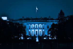 The White House at night in Washington, D.C.
