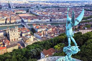 View of Lyon from the top of Notre Dame de Fourviere.