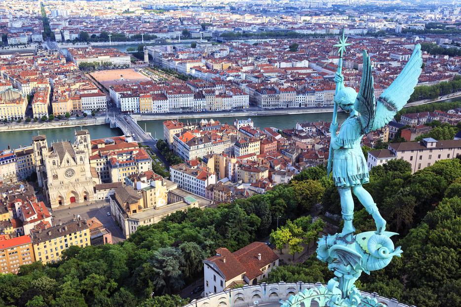 View of Lyon from the top of Notre Dame de Fourviere.