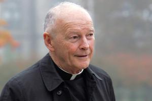 Then-Cardinal Theodore McCarrick arrives for the funeral Mass of Cardinal James A. Hickey at the Basilica of the National Shrine of the Immaculate Conception Oct. 30, 2004, in Washington, DC.