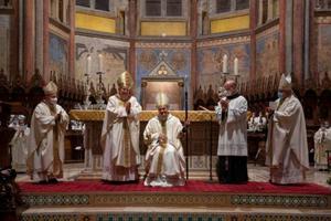 Franciscan friar Mauro Gambetti is consecrated a bishop in the Basilica of St. Francis of Assisi Nov. 22, 2020.