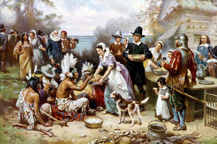 Jean Leon Gerome Ferris, “The First Thanksgiving,” c. 1915