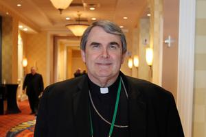 Auxiliary Bishop Michael William Fisher of Washington D.C. outside the meeting hall during the 2019 USCCB General Assembly, June 12, 2019.