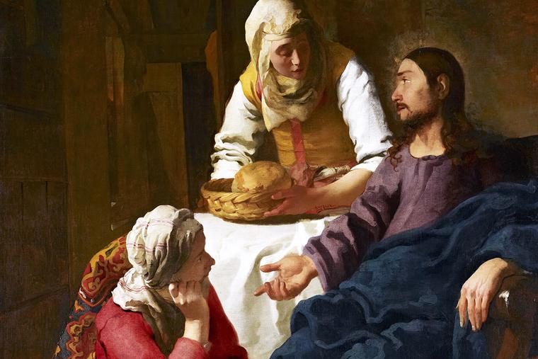 “Martha, Martha, you are anxious and worried about many things. There is need of only one thing. Mary has chosen the better part and it will not be taken from her.” (Luke 10:41-42) — Johannes Vermeer, “Christ in the House of Martha and Mary,” ca. 1655